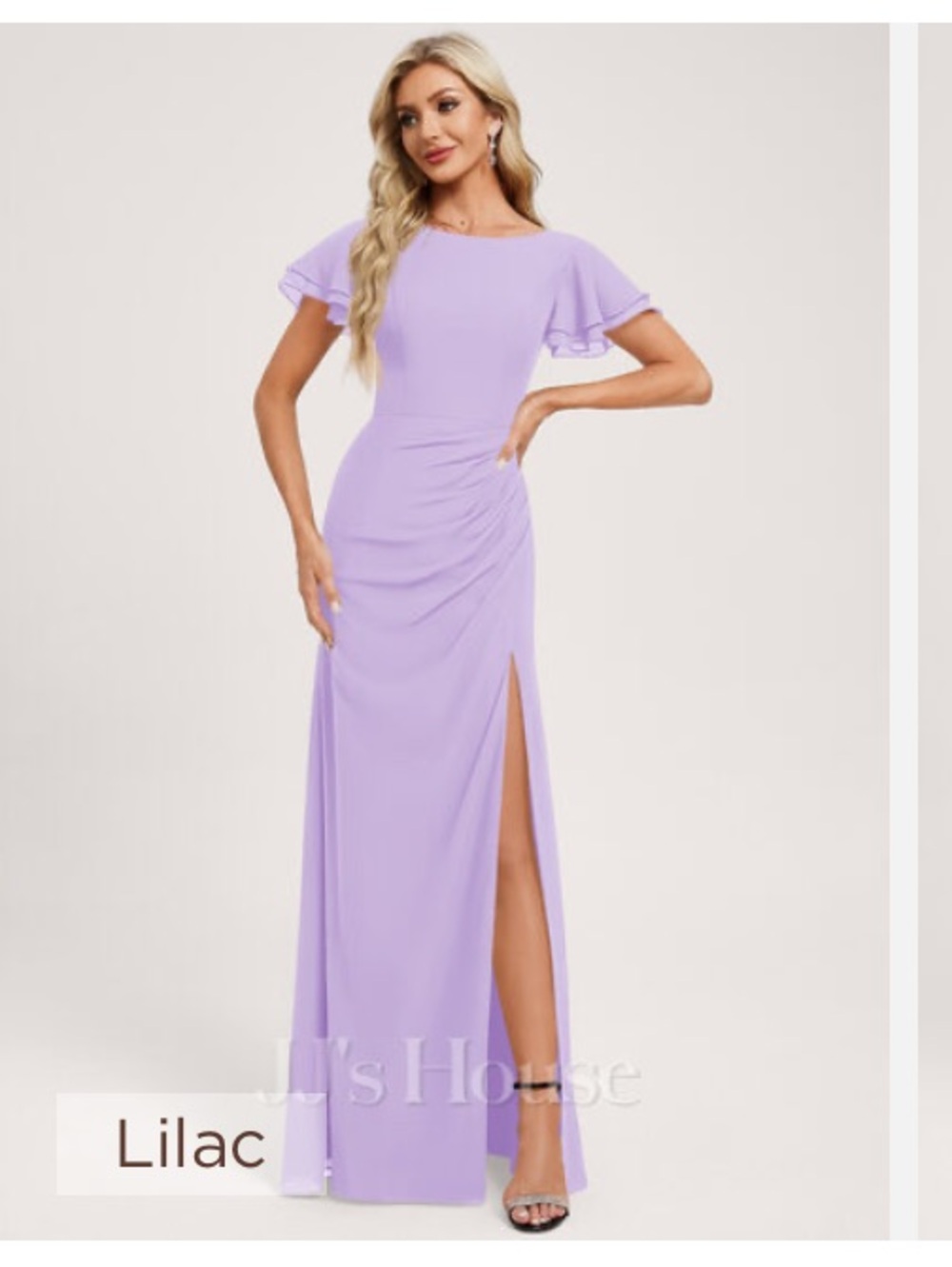 JJs House Lavender Ruffled-Sleeve Maxi Dress